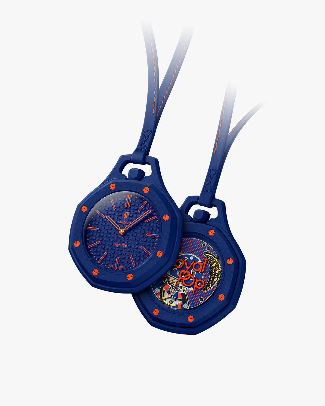 Orologio Royal Pop Orenji Hachi — Audemars Piguet × Swatch · Blu Navy/Arancione