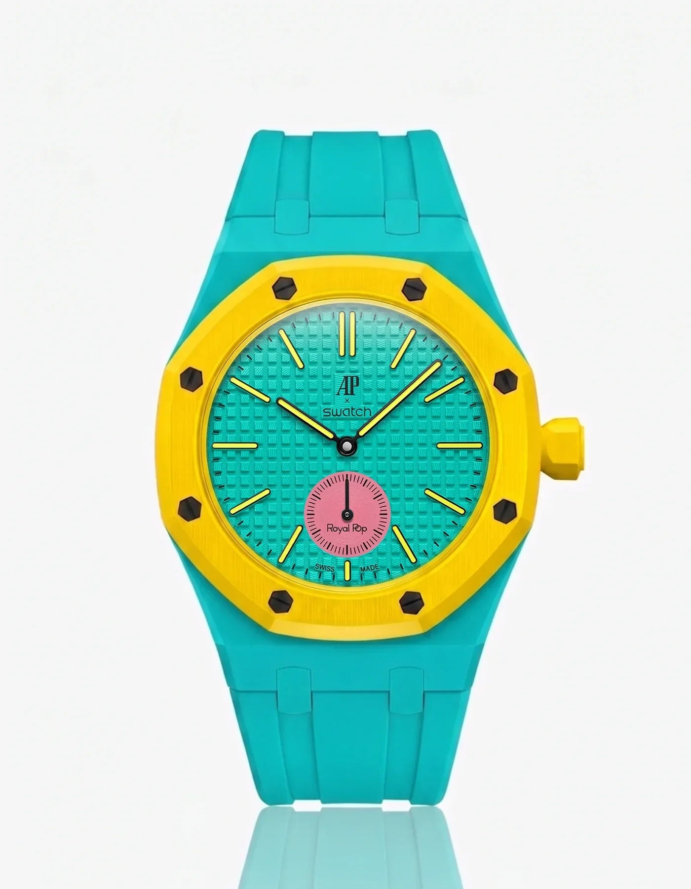 Cinturino + Cassa Royal Pop Otz Roz · Turchese/Giallo — per Swatch × AP | OTTAVO
